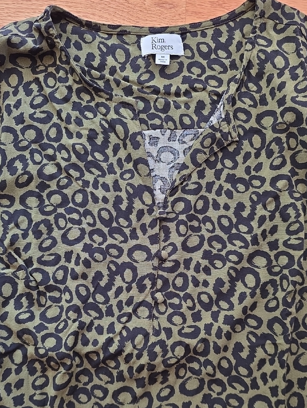 Kim Rogers Olive and Black Leopard Print Tunic